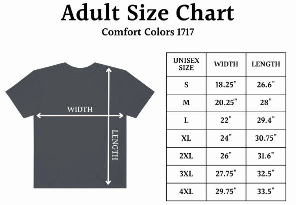 Comfort Colors size chart